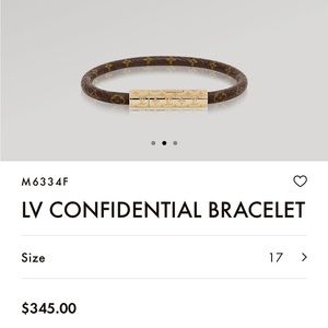 Louis Vuitton confidential bracelet size 17